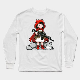 Tactical Little Red Riding Hood Adventure Tee: Where Fairytales Meet Bold Style Long Sleeve T-Shirt